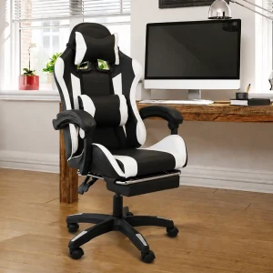 Poltrona da gaming bianca e nera ergonomica Dotolo Mobili