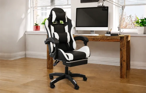 poltrona-gaming-bianca-nera-dotolo-mobili Poltrona da gaming bianca e nera ergonomica Dotolo Mobili