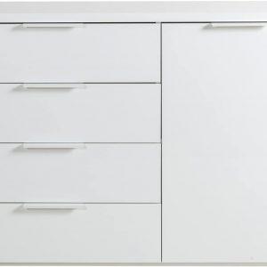 416pydS92cL._AC_SL1500_ 155/06 Cassettiera della Linea MUNDI con 4 Cassetti e 1 Anta, Cassettiera Bianca