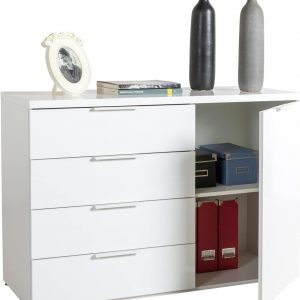 51H5FiA2yxL._AC_SL1500_ 155/06 Cassettiera della Linea MUNDI con 4 Cassetti e 1 Anta, Cassettiera Bianca