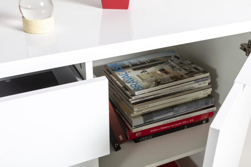 51YRmQ5AYpL._AC_SL1500_ 155/06 Cassettiera della Linea MUNDI con 4 Cassetti e 1 Anta, Cassettiera Bianca