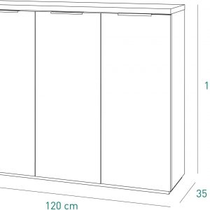 51eT1VAkuaL._AC_SL1500_ 155/05 Scarpiera della Linea MUNDI con 3 Ante, cm 120x36x103h